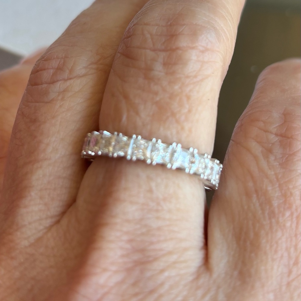 3.63 Ctw Moissanite Princess Cut Full Eternity Band Size 9 - Picture 5 of 10